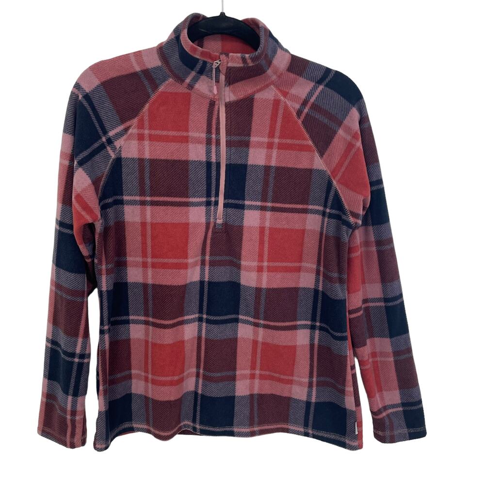 Eddie Bauer Plaid Fleece 1/4 Zip Pullover Medium Autumn style